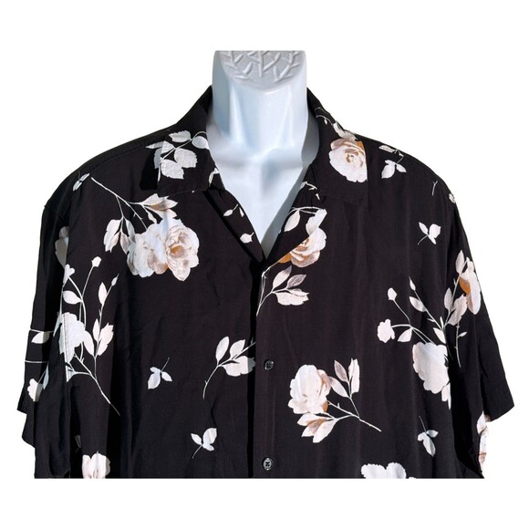 NO BOUNDARIES Men's Short Sleeve Button Down Floral Hawaiian Shirt Black 2XL - Picture 2 of 5